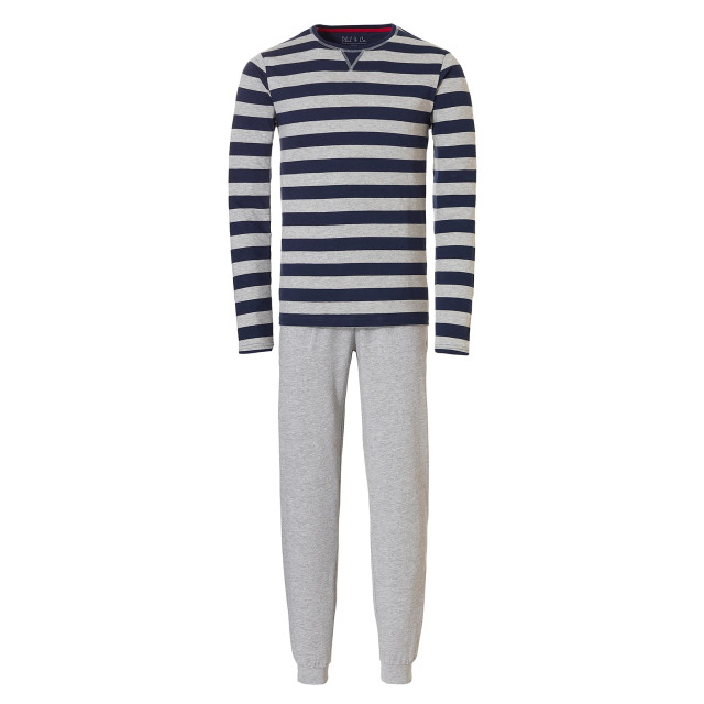 Phil & Co Essential heren pyjamaset lang / blauw gestreept PH-244-02 large