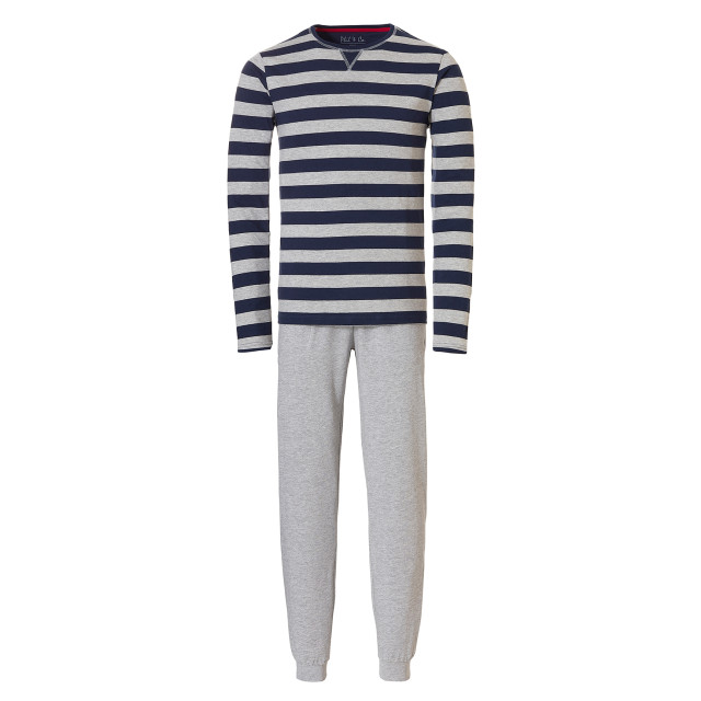 Phil & Co Essential heren pyjamaset lang / blauw gestreept PH-244-02 large
