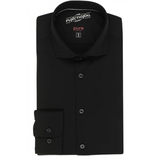 Pure 4030-21750 001 black stretch overhemd lange mo 001 Black/4030-21750 large