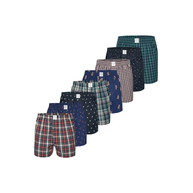 MG-1 Wijde winter boxershorts heren geruit / kerst prints 8-pack MG1-224B+920 large