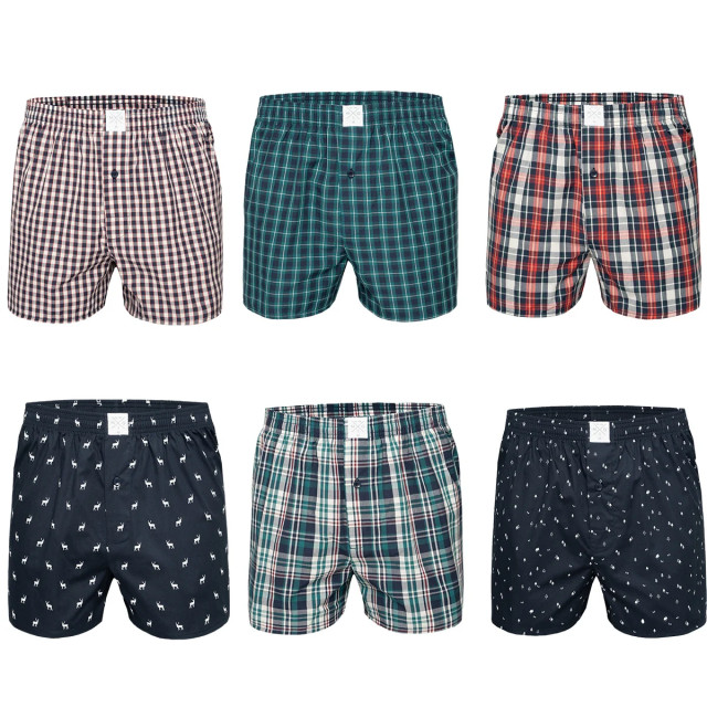 MG-1 Wijde winter boxershorts heren geruit / kerst prints 8-pack MG1-224B+920 large