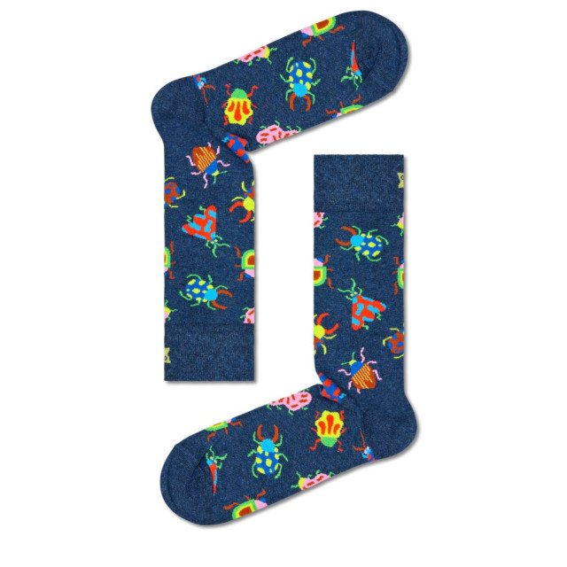 Happy Socks Blauwe sokken met insectenprint printjes unisex P000061 Bugs large