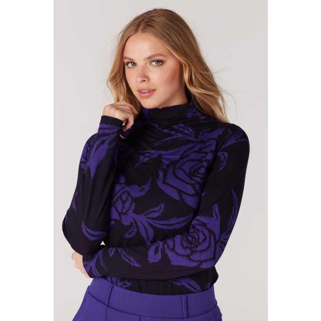 JANSEN AMSTERDAM Jansen amstedam vbf101 jersey print turtle neck top elliot w23 000975 black/purple W23 000975 large