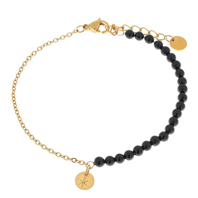 Label Kiki Armband half half black gold Half half black - gold large