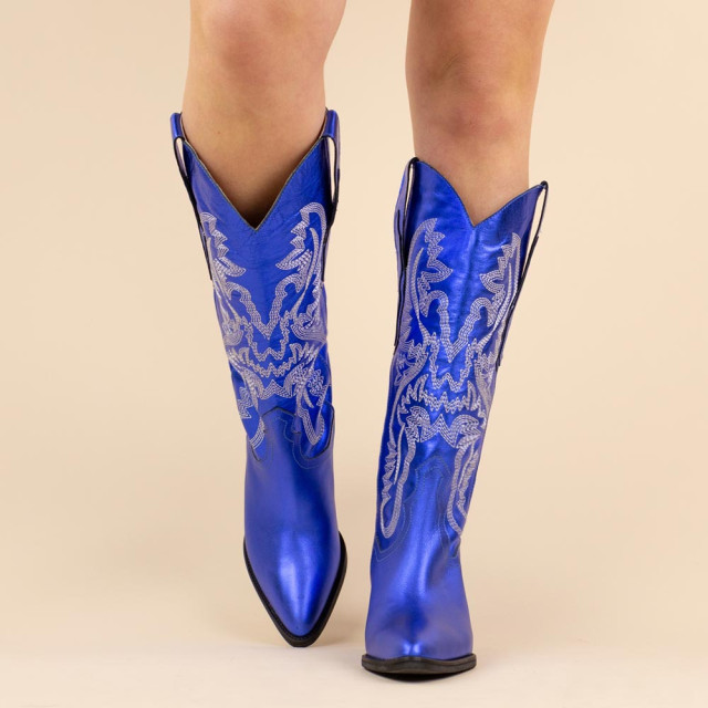DWRS Label Cowboyboots 271179 tulsa kobalt metallic dames maat: leer 271179KOBALT large