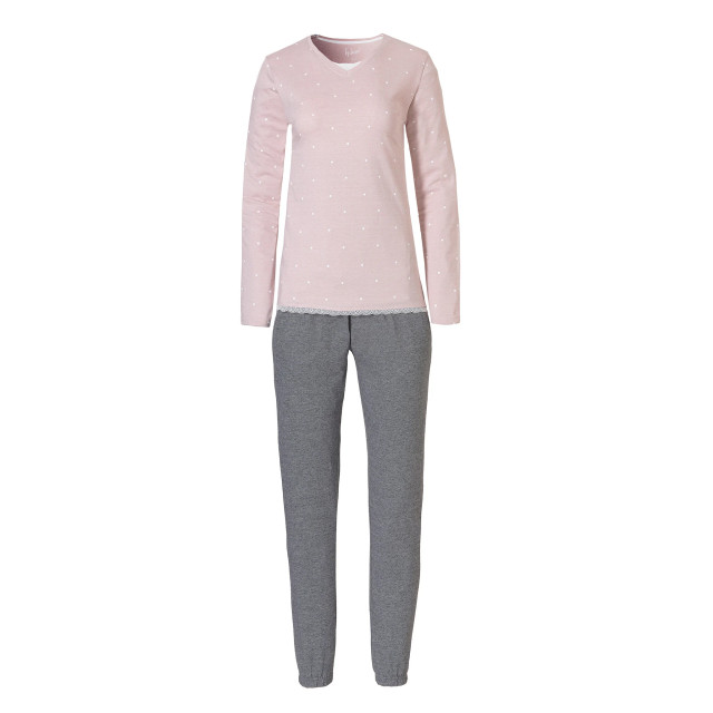 By Louise Dames pyjama set lang katoen roze / grijs BL-260-02 large