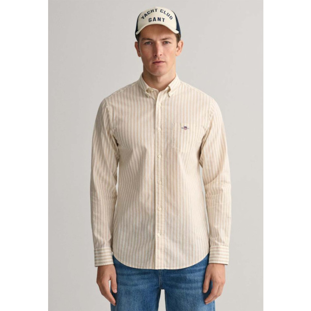 Gant Lange mouw overhemden reg cotton linen stripe large