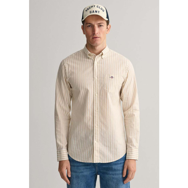 Gant Lange mouw overhemden reg cotton linen stripe large