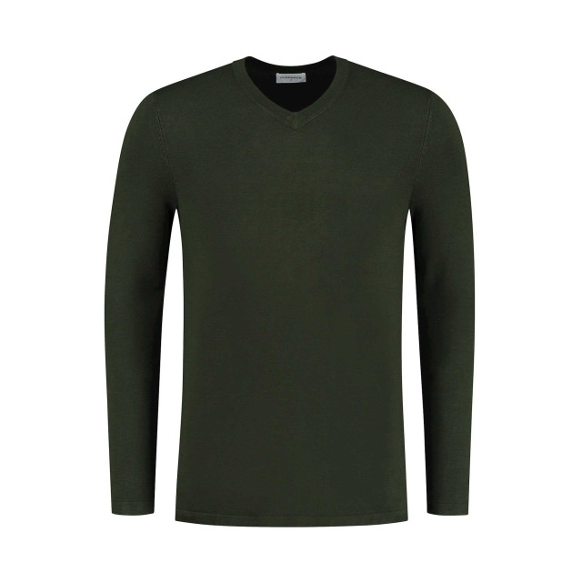 Purewhite Trui knit v-neck groen 10802 large