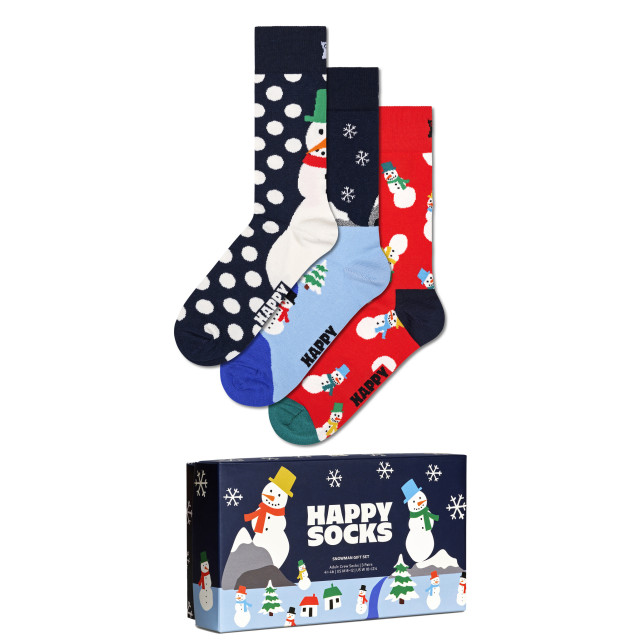 Happy Socks Dames heren sokken sneeuwpop giftbox kerstsokken 3-pack P000332 large
