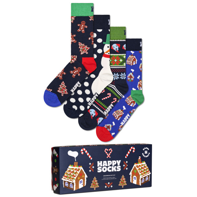 Happy Socks Dames heren sokken gingerbread giftbox kerstsokken 4-pack P000334 large
