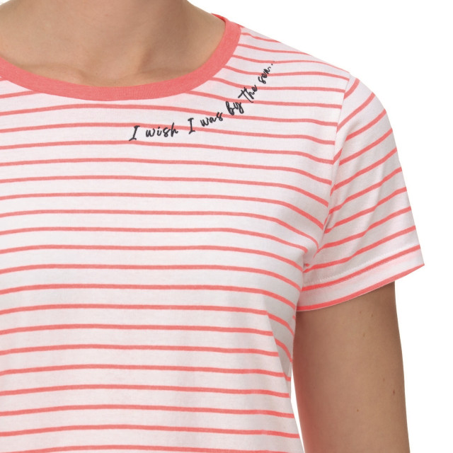 Regatta Dames odalis stripe t-shirt UTRG6822_neonpink large
