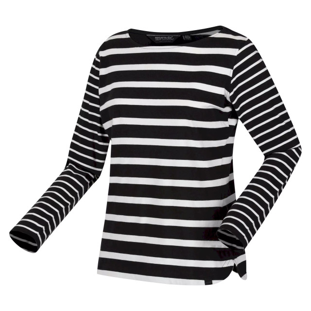 Regatta Dames farida gestreept t-shirt met lange mouwen UTRG8449_blacksnowwhite large