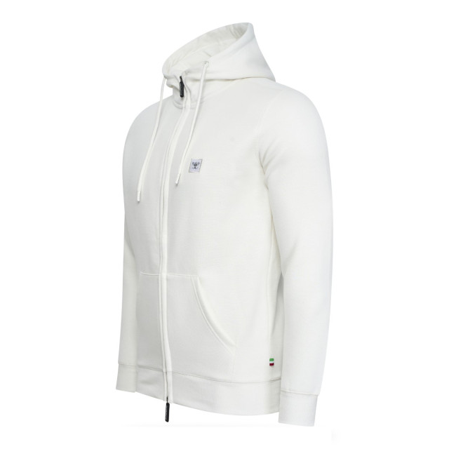 Cappuccino Italia Fleece zip hood cap-fle-hzi-wht-L large