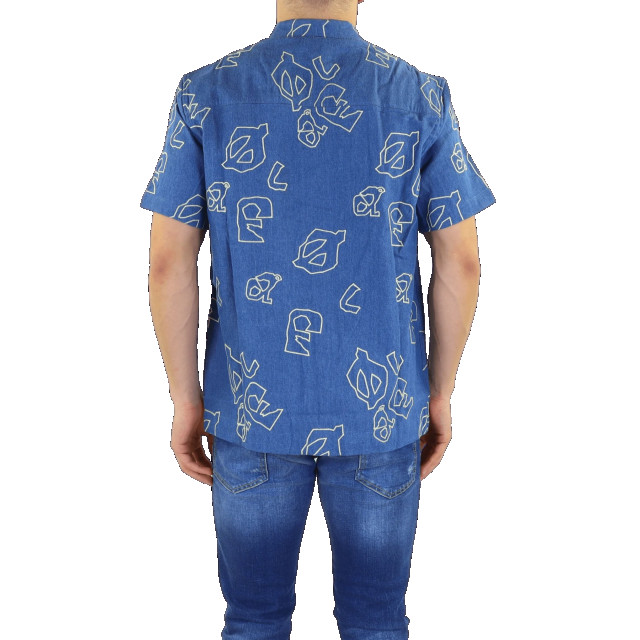 Olaf Hussein Heren olaf aop denim ss shirt M120301-LIGHT DENIM large