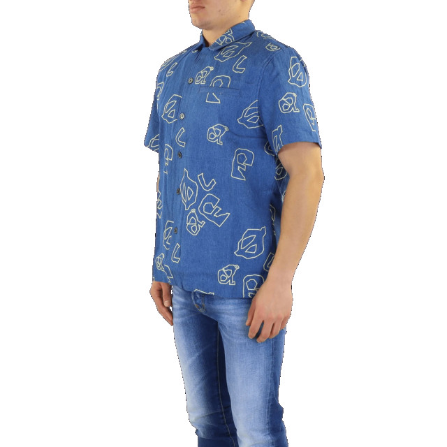 Olaf Hussein Heren olaf aop denim ss shirt M120301-LIGHT DENIM large