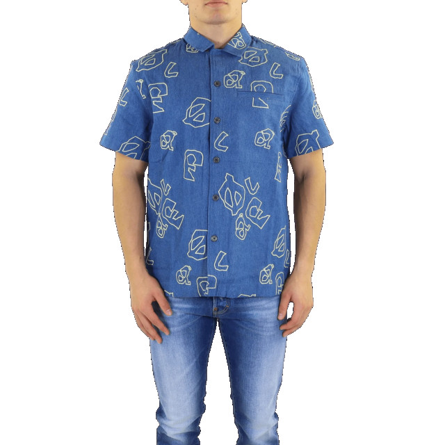 Olaf Hussein Heren olaf aop denim ss shirt M120301-LIGHT DENIM large