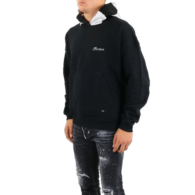 Flaneur Homme Heren knitted hood hoodie W10061FH-BLACK large