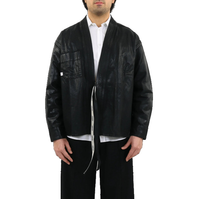 AMBUSH Heren coated denim kimono shirt blac BMYD002F21DEN001-1200 large