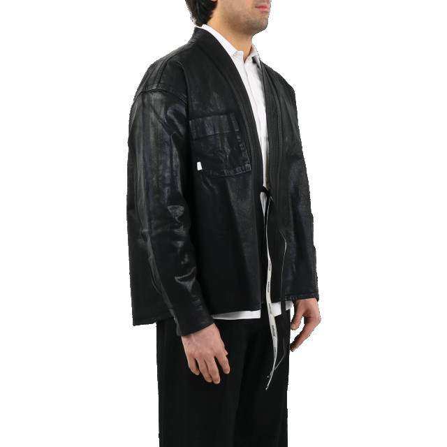 AMBUSH Heren coated denim kimono shirt blac BMYD002F21DEN001-1200 large
