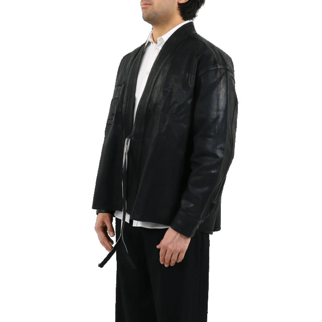 AMBUSH Heren coated denim kimono shirt blac BMYD002F21DEN001-1200 large