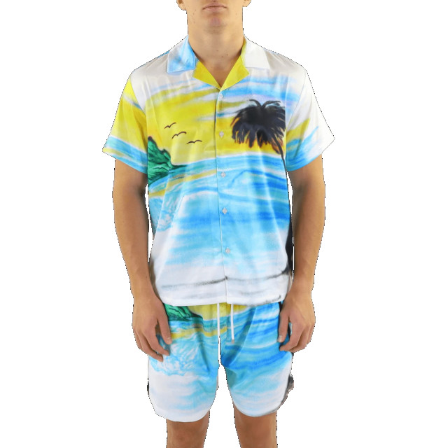Flaneur Homme Heren airbrushed silk shirt S11019FH-White large