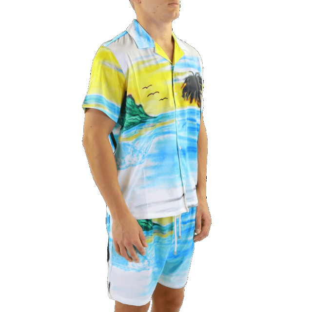 Flaneur Homme Heren airbrushed silk shirt S11019FH-White large
