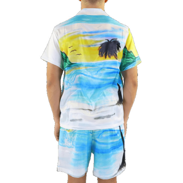 Flaneur Homme Heren airbrushed silk shirt S11019FH-White large