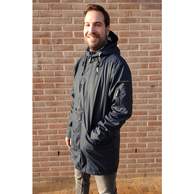 Batela Drimmelen indigo lange heren winter regenjas - C3055-IN large