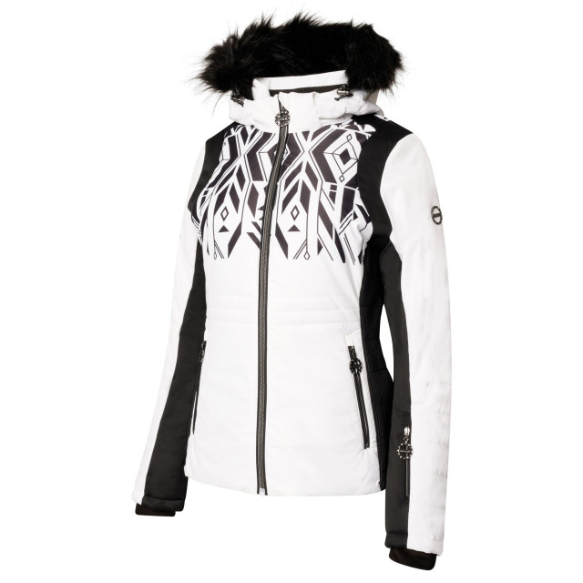 Dare2b Dames prestige ii luxe printed ski jacket UTRG8116_whiteblack large