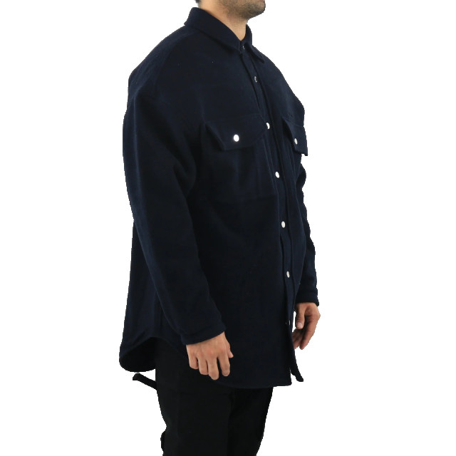 AMBUSH Heren oversized shirt coat navy blu BMEA017F21FAB001-4610 large