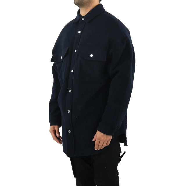 AMBUSH Heren oversized shirt coat navy blu BMEA017F21FAB001-4610 large