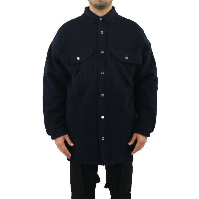 AMBUSH Heren oversized shirt coat navy blu BMEA017F21FAB001-4610 large