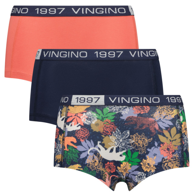 Vingino Meiden ondergoed 3-pack boxers tigerflower dark blue all over 146377365 large