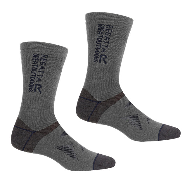 Regatta Unisex wollen sokken voor wandelschoenen volwassenen (pak van 2) UTRG5986_blackdarkred large