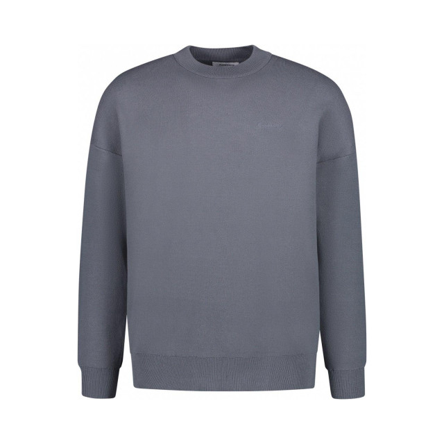 Purewhite - Heren Loose Fit Knitwear Crewneck LS - Blue 23030805 large