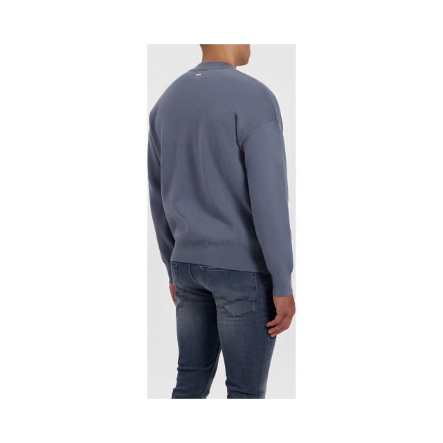 Purewhite - Heren Loose Fit Knitwear Crewneck LS - Blue 23030805 large
