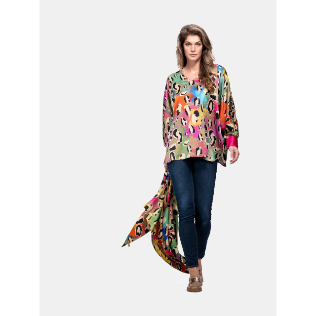 Mucho Gusto Zijden blouse beverly hills kleurrijke luipaardprint Zijden Blouse Beverly Hills Kleurrijke Luipaardprint large