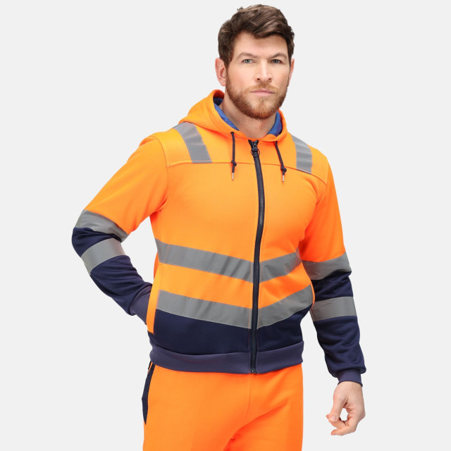 Regatta Heren pro hi-vis full zip jas UTRG6531_orangenavy large Regatta Heren pro hi-vis full zip jas UTRG6531_orangenavy large