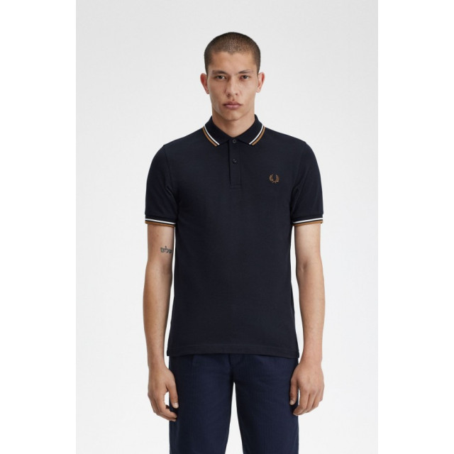 Fred Perry M3600 twin u86 navy snow heren polo U86 Navy Snow/M3600 Twin large