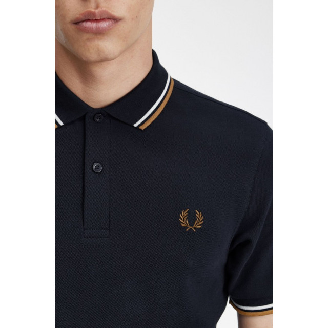 Fred Perry M3600 twin u86 navy snow heren polo U86 Navy Snow/M3600 Twin large