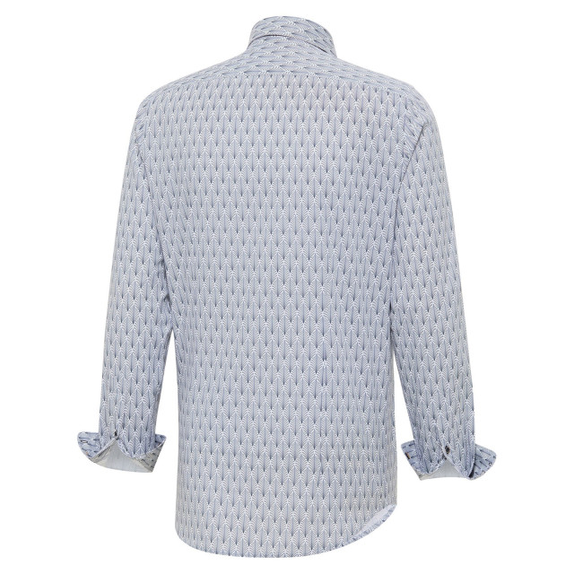 Blue Industry Overhemd poplin stretch, wit met grafisch motief 2710.22 large