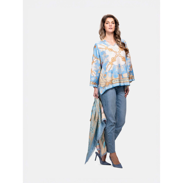 Mucho Gusto Zijden blouse seta ketting en kwasten print Zijden blouse Seta Ketting en Kwasten Print large