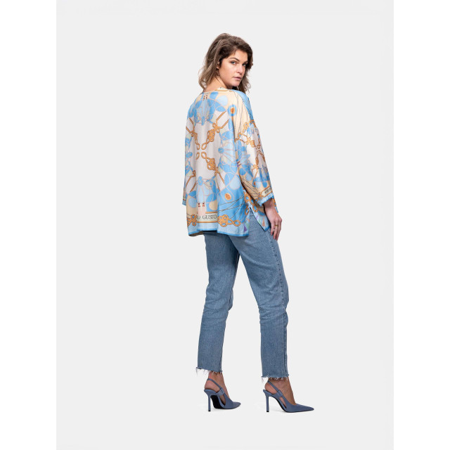 Mucho Gusto Zijden blouse seta ketting en kwasten print Zijden blouse Seta Ketting en Kwasten Print large