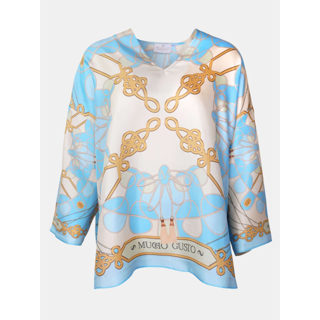 Mucho Gusto Zijden blouse seta ketting en kwasten print Zijden blouse Seta Ketting en Kwasten Print large