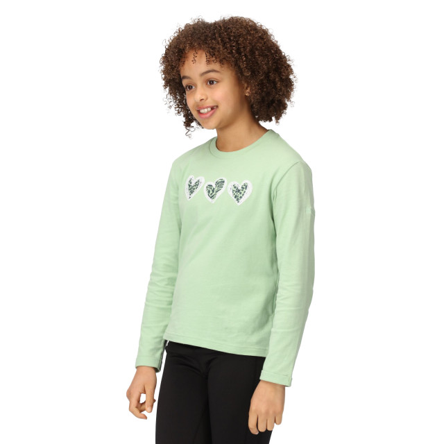 Regatta Kinderen/kinderen wenbie iii hart t-shirt met lange mouwen UTRG8976_quietgreen large