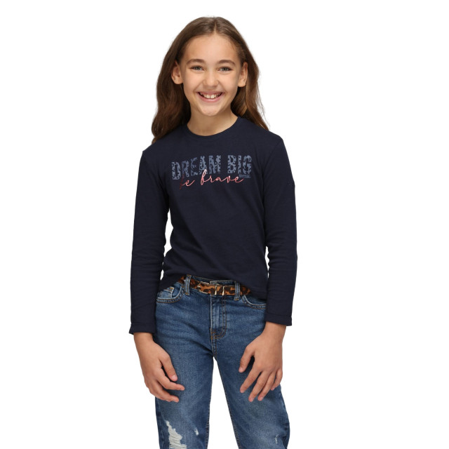 Regatta Kinder/kinder wenbie iii slogan t-shirt met lange mouwen UTRG8707_navy large
