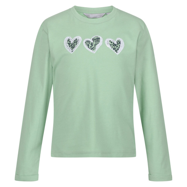 Regatta Kinderen/kinderen wenbie iii hart t-shirt met lange mouwen UTRG8976_quietgreen large