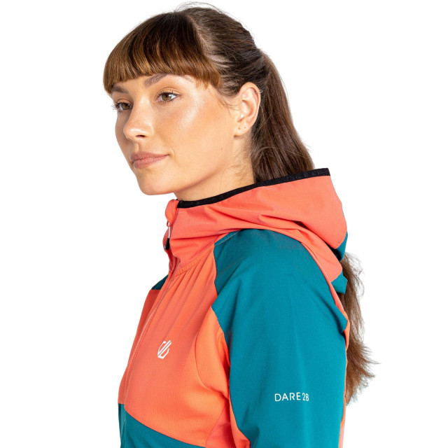 Dare2b Dames avidly soft shell jas met capuchon UTRG8723_fortunegreenneonpeach large