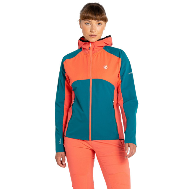 Dare2b Dames avidly soft shell jas met capuchon UTRG8723_fortunegreenneonpeach large